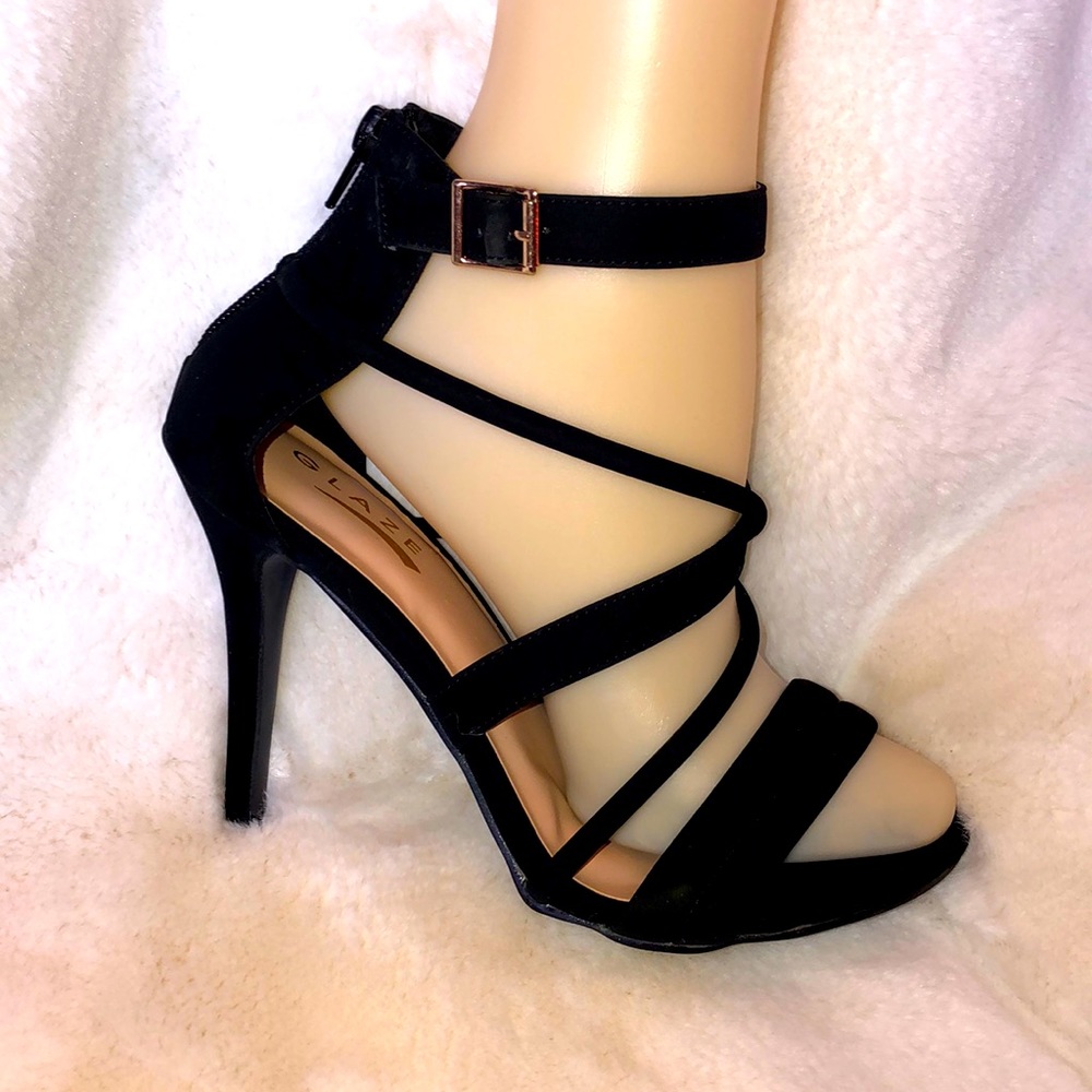 π Sale was $49 will go back π New Black Strappy Heels Size 7.5 - Picture 2 of 7
